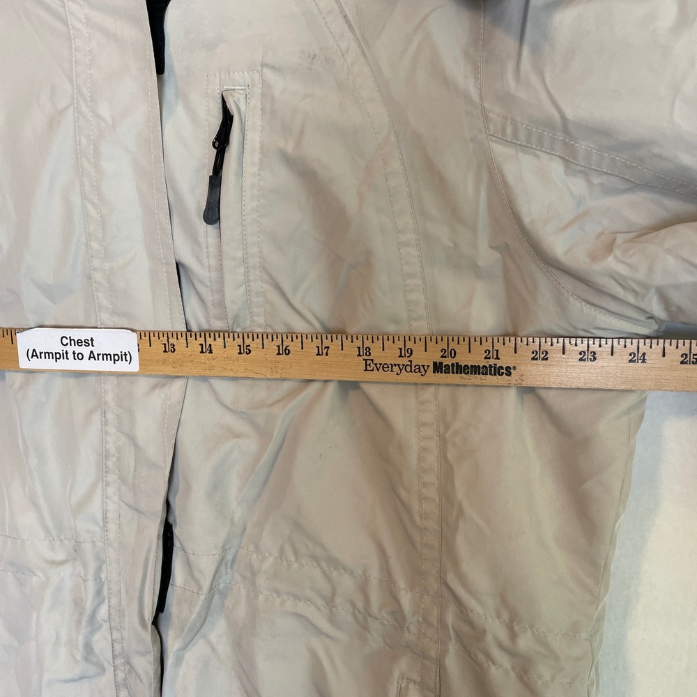 Eddie Bauer Weatheredge Womens Petite XL Beige Hooded Rain Jacket - Picture 5 of 8
